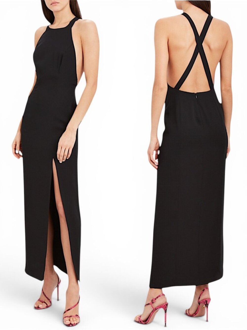 Fame and Partners The Max Dress in Black Halter Criss Cross Straps NWT 2 and 4